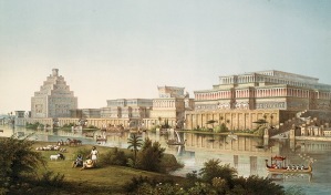 Artist s impression of Assyrian palaces from The Monuments of Nineveh by Sir Austen Henry Layard 1853